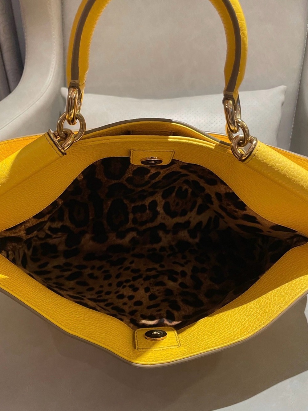 Dolce & Gabbana Yellow Sicily Pebbled Leather Satchel - Picture 4 of 5